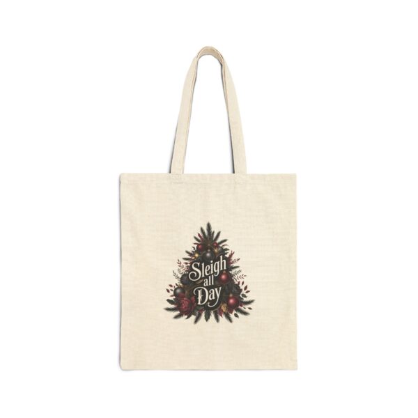 Cotton Canvas Tote Bag, Christmas Tree Design, Holiday Shopping