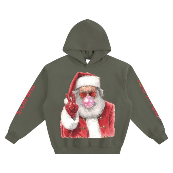 Santa Blowing Bubblegum Crewneck Fleeced Boxy Hoodie