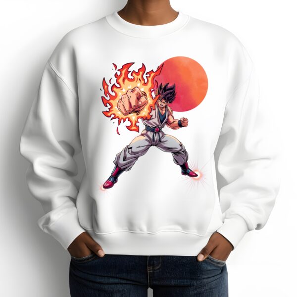 Blazing Street Fighting Martial Artist Youth Crewneck Sweatshirt | Anime Fighter Graphic